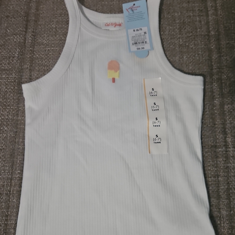 Cat & Jack White Tank Top with Popsicle Design